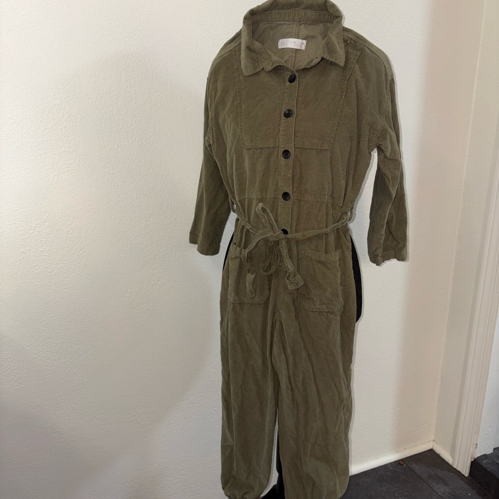 Zara Kids Olive Green Button-Up Jumpsuit